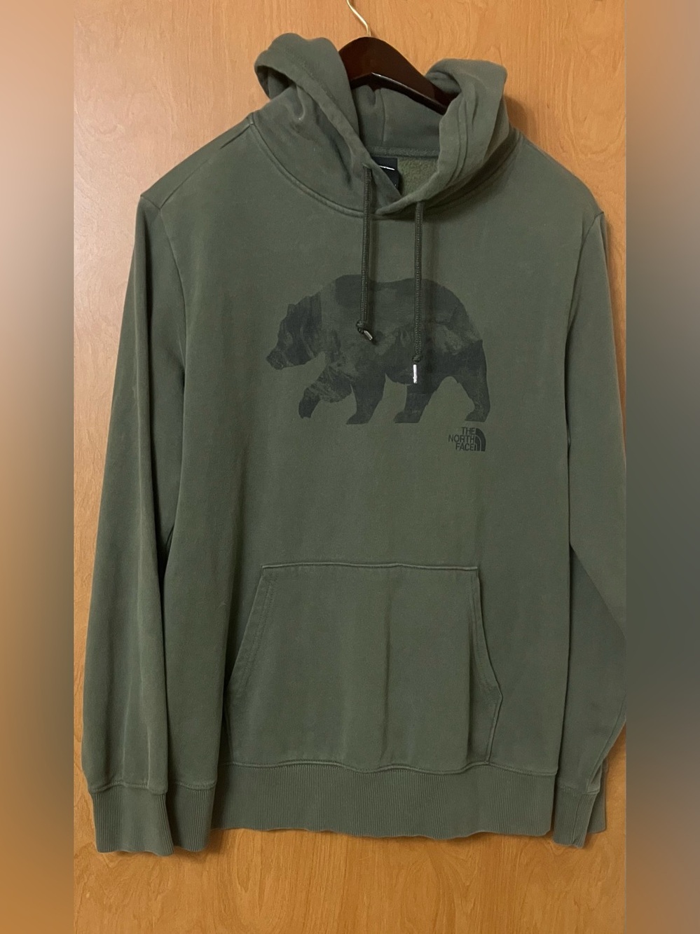 The North Face Evolution Bear Men's Olive Green Graphic Hoodie Size Large